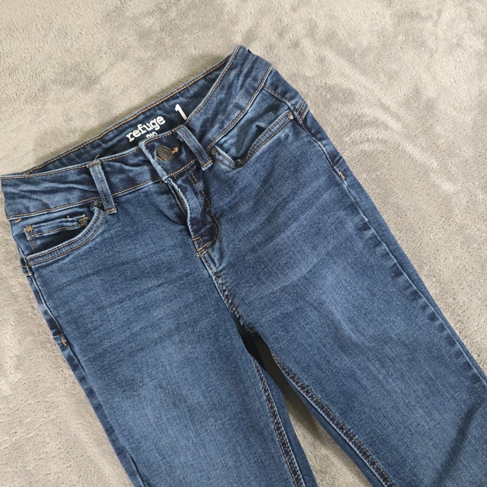 Refuge Rio Jeans Mid-Rise Push-Up Dark‎ Wash Denim Skinny Size 1